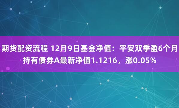 期货配资流程 12月9日基金净值：平安双季盈6个月持有债券A最新净值1.1216，涨0.05%