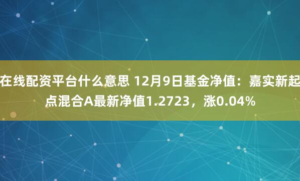 在线配资平台什么意思 12月9日基金净值：嘉实新起点混合A最新净值1.2723，涨0.04%