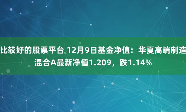 比较好的股票平台 12月9日基金净值：华夏高端制造混合A最新净值1.209，跌1.14%