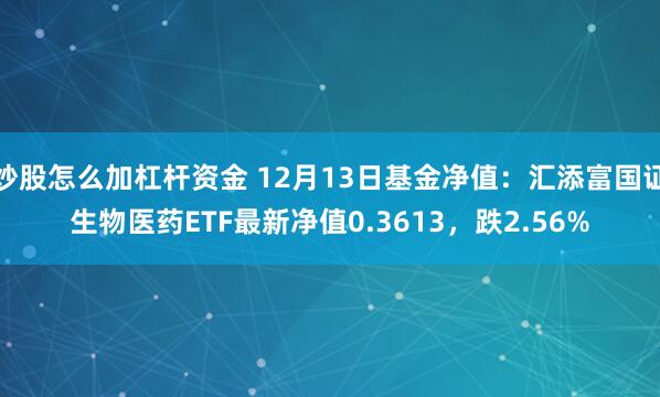 炒股怎么加杠杆资金 12月13日基金净值：汇添富国证生物医药ETF最新净值0.3613，跌2.56%