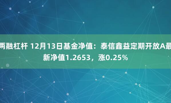 两融杠杆 12月13日基金净值：泰信鑫益定期开放A最新净值1.2653，涨0.25%