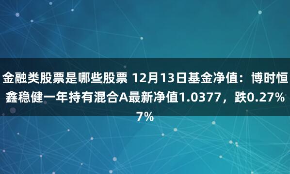 金融类股票是哪些股票 12月13日基金净值：博时恒鑫稳健一年持有混合A最新净值1.0377，跌0.27%