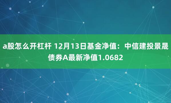 a股怎么开杠杆 12月13日基金净值：中信建投景晟债券A最新净值1.0682