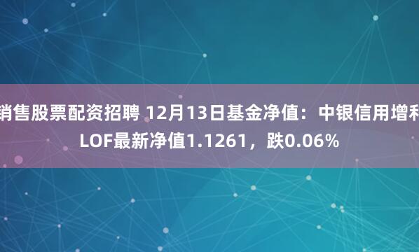 销售股票配资招聘 12月13日基金净值：中银信用增利LOF最新净值1.1261，跌0.06%