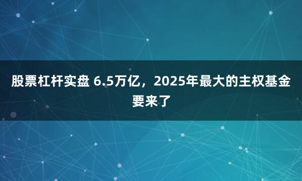 股票杠杆实盘 6.5万亿，2025年最大的主权基金要来了